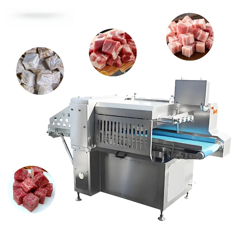 Commercial Heavy-duty Frozen Meat Slicing Dicing Machine, Continuous High-speed Cutting for Meat Processing Production Line OME