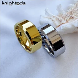6/8mm High Quality Gold Color Wedding Band Men Women Tungsten Carbide Engagement Rings Beveled Edges Flat Polishing Comfort Fit