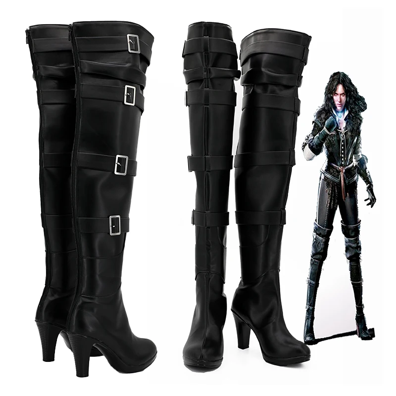 Jeu Yennefer Cosplay chaussures bottes jeu de rôle bottes en Faux cuir pour les femmes
