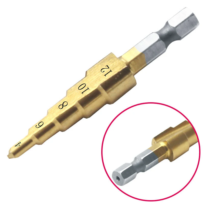 3-12mm 4-12mm 4-20mm Drilling Tools Straight Groove Step Drill Bit Titanium Coated Wood Metal Hole Cutter Core Tool 3Pcs/Set