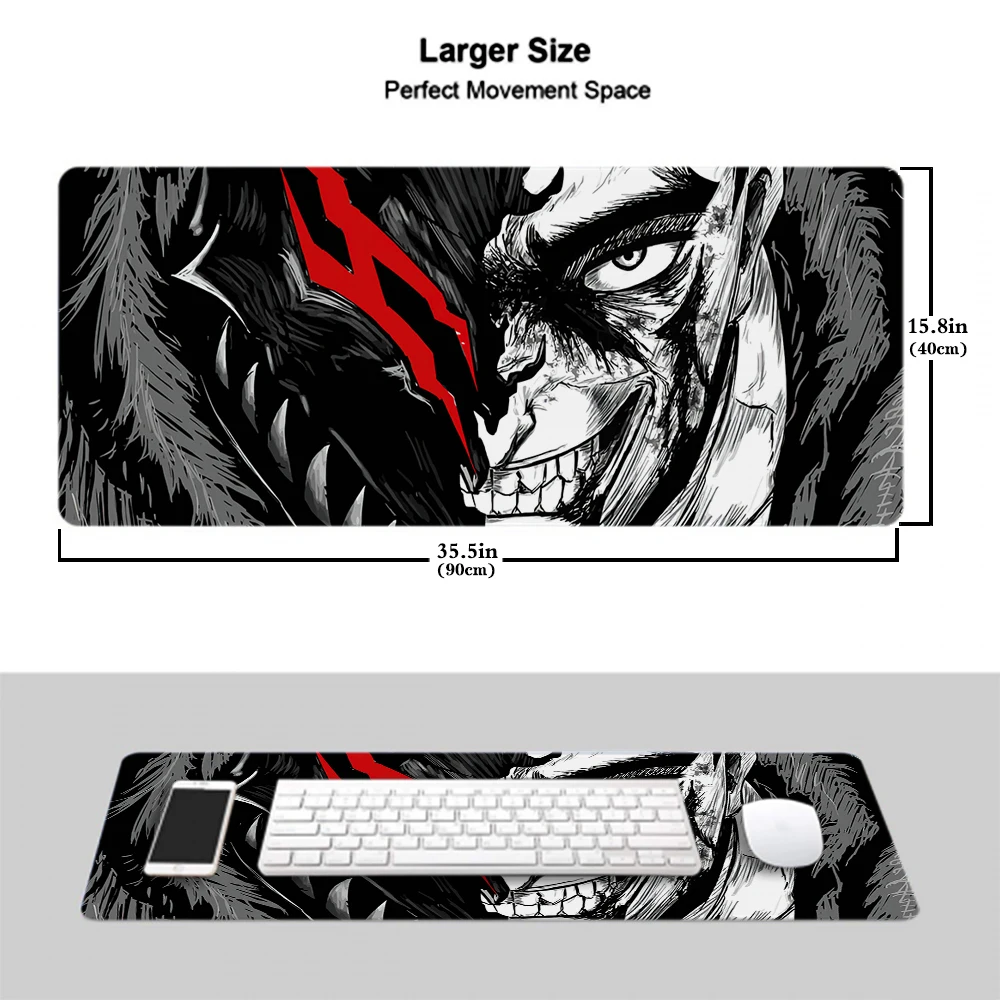 Guts sword in berserk Mouse Mat Berserk Guts Gamer Gaming Mouse Pad Computer Accessories Big Keyboard Laptop Padmouse Speed Desk