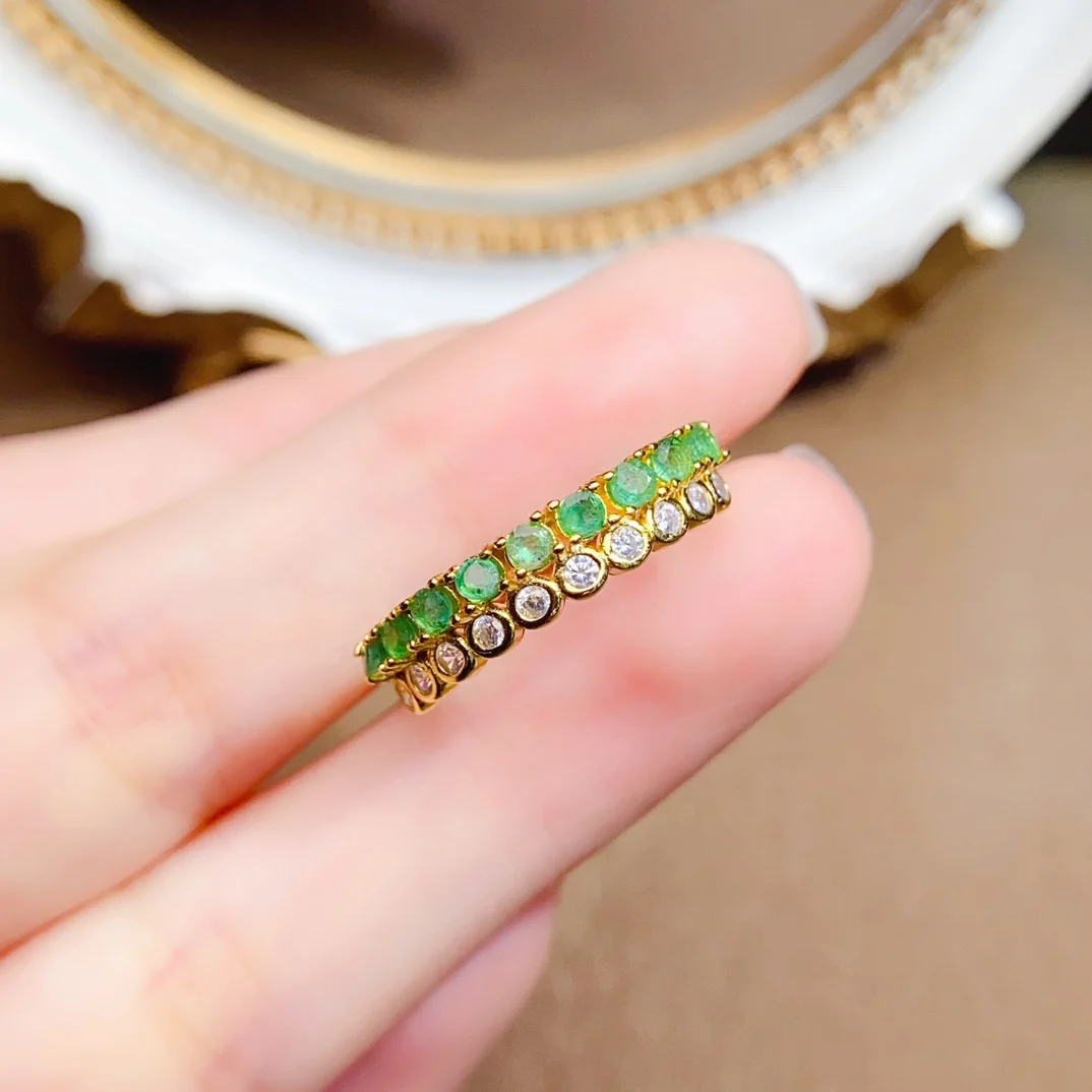 

Кольцо с натуральным изумрудом 2,5 мм, стерлинговое серебро S925, сертификат, модный дизайн, изысканные модные очаровательные свадебные украшения для женщин FS