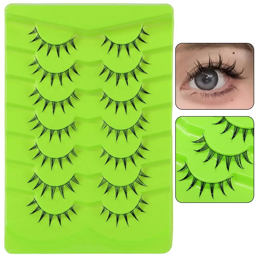 7 Pairs Pack Japanese Cosplay False Eyelashes Faux Mink Dramatic Manga Anime Lashes Thick Wet Spiky Lashes for Women Girls