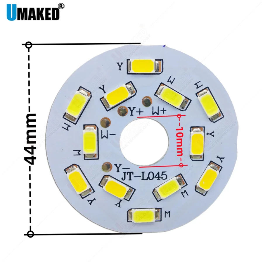 10PCS  35/ 44mm Warm/Cold White two color in one PCB 3W SMD Light Board Led Lamp Panel For Ceiling PCB With LED