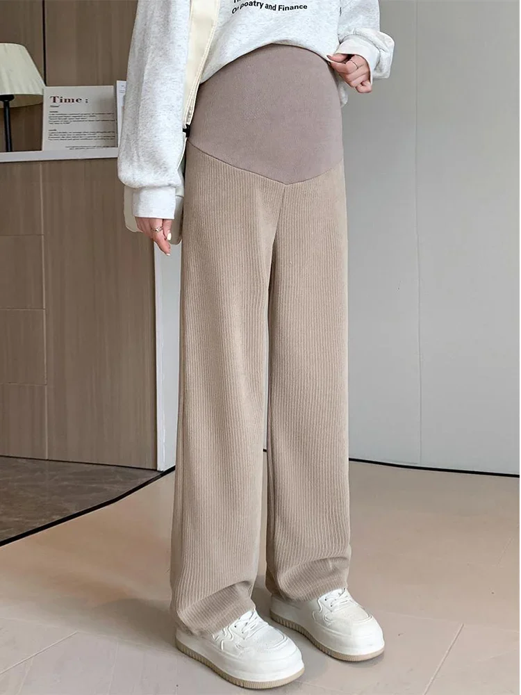 Spring Autumn Fashion Maternity Straight Pants Wide Leg Loose Across High Waist Trousers Clothes for Pregnant Women Pregnancy