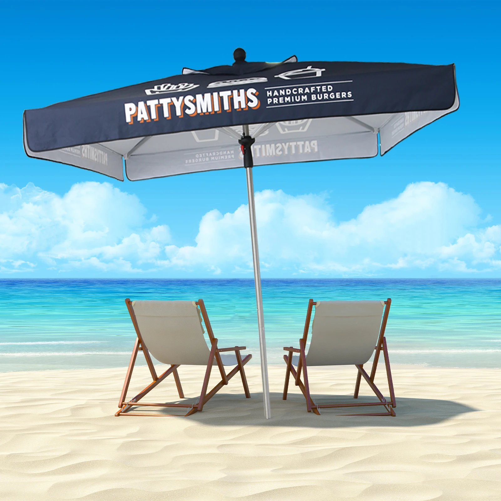 Outdoor 4 Panels Advertising Cafe Umbrella Custom Logo Printed Branded Foldable Sun Shade Garden Golf Parasol Beach Portable
