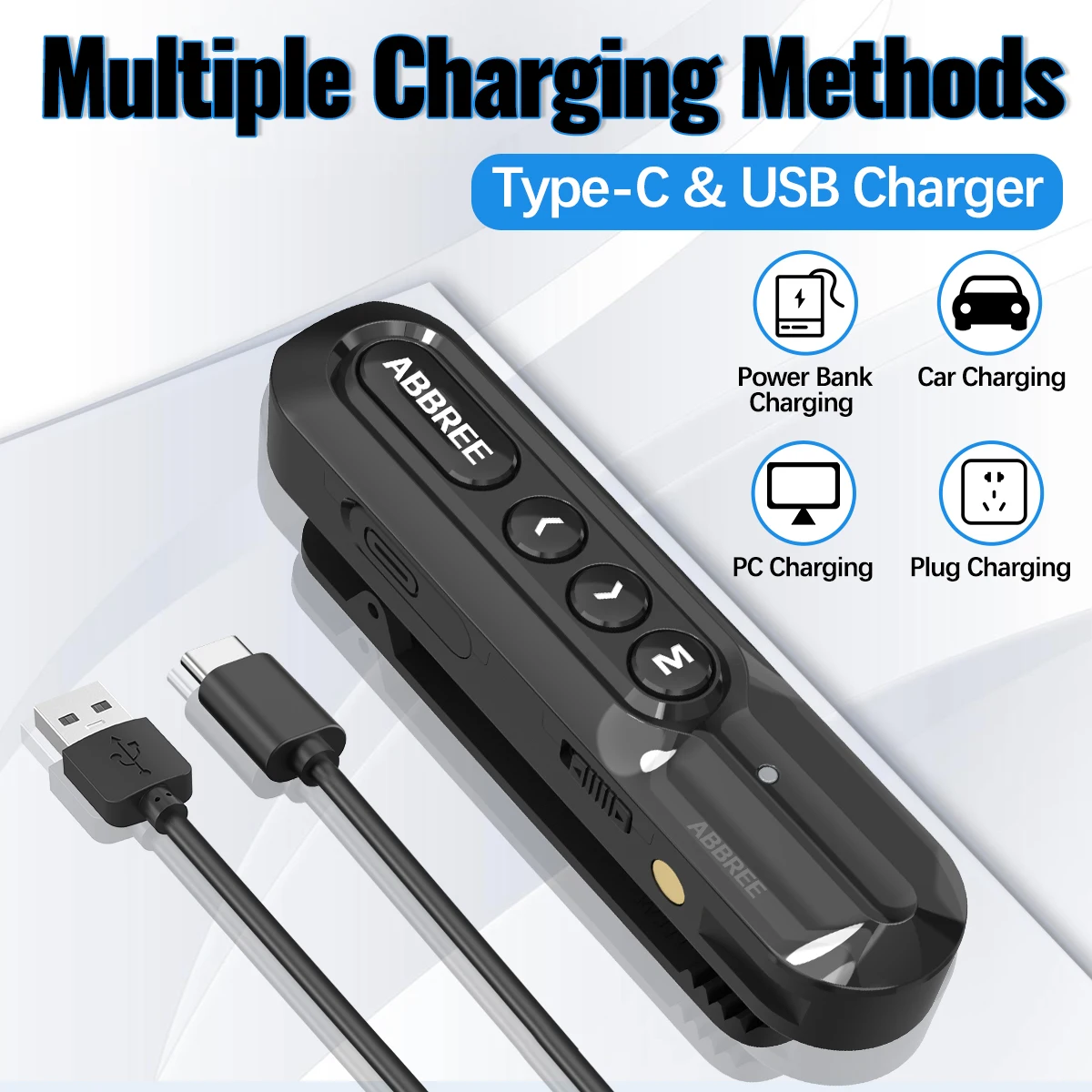 ABBREE AR-W5 collier Clip Mini talkie-walkie sans fil copie fréquence 8 réglage du Volume 20CH type-c Chager UHF Radio mains libres