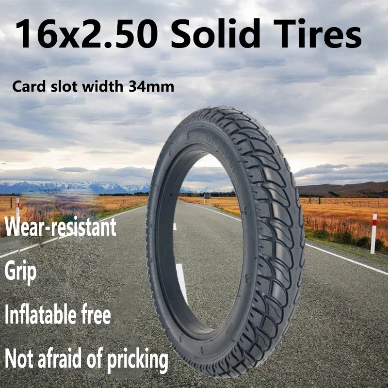 

Electric vehicle 16x2.50 solid tire 16-inch air-free tire anti-puncture wear-resistant rubber tire