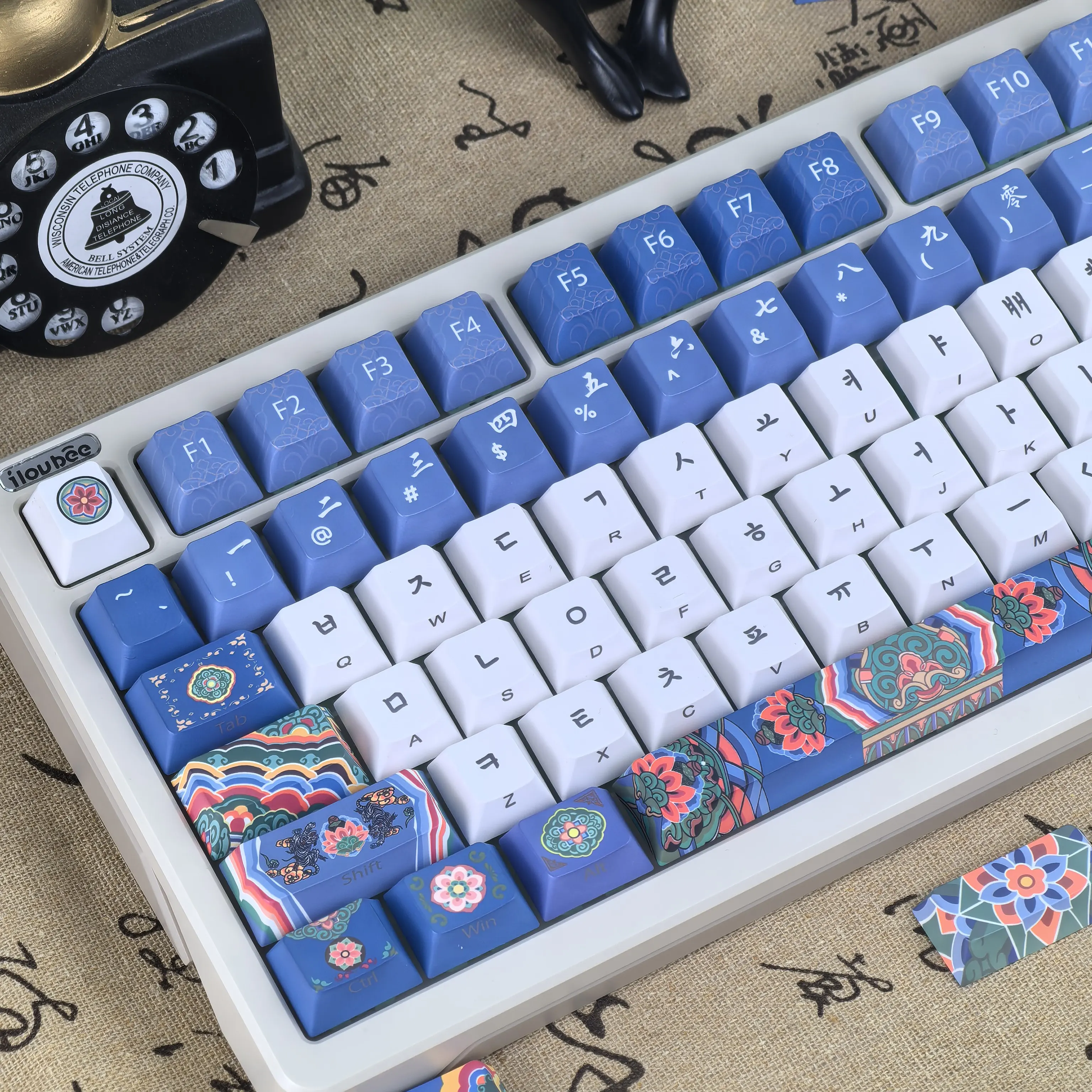 MAIMOOO Korean Keycap PBT Cherry Traditional Ancient Architecture Indigo Blue Iso Ajazz Custom Side 키캡 Keyboard Keycaps