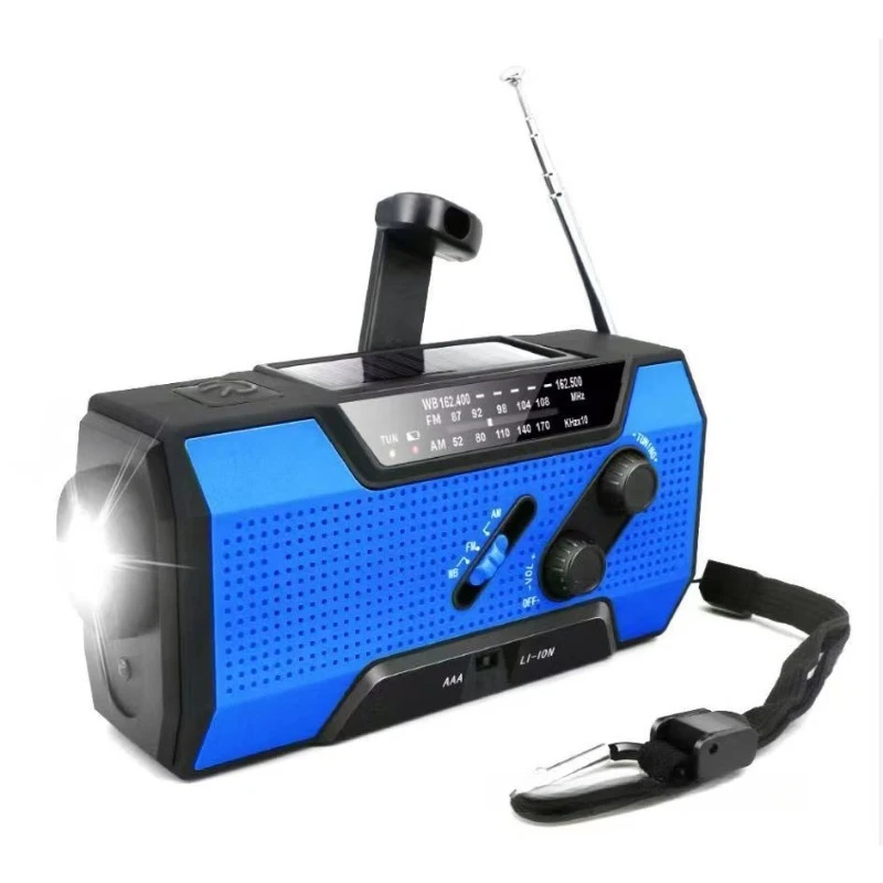 Outdoor emergency portable radio, multi-function solar hand-cranked power generation radio