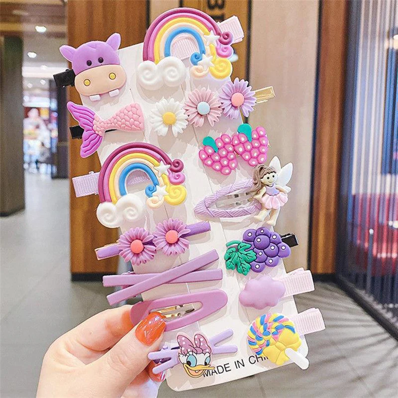 14Pcs/Set Baby Girls Hairpin Clips Pottery Colorful Korean Cute Flower Kids Princess Children Broken Hair Accessories Wholesale