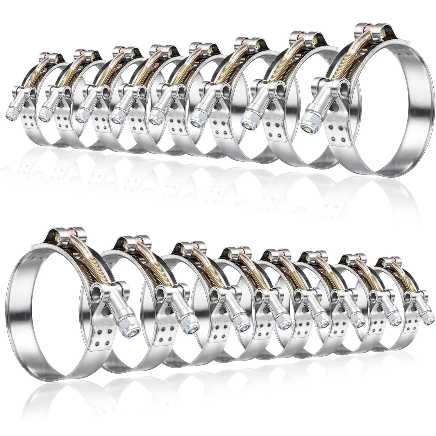 

16 шт. Т-образные болты, хомуты для шлангов, зажим для труб, выхлопной сварки, нержавеющая сталь 304, 28-78 мм, 1,5 "2", автомобильный регулируемый металлический зажим