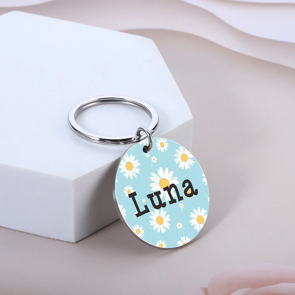 Custom Dog ID Collar Stainless Steel Collar Personalized Pet ID Tags Anti-lost Name Plate Flower Round Pendant Accessories