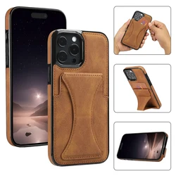 Fold Stand Holder Card Slot Leather Case For iPhone 17 16 15 14 13 12 11 Pro Max 13 Mini XR X XS Max 7 8 Plus 16e 17 Air Cover