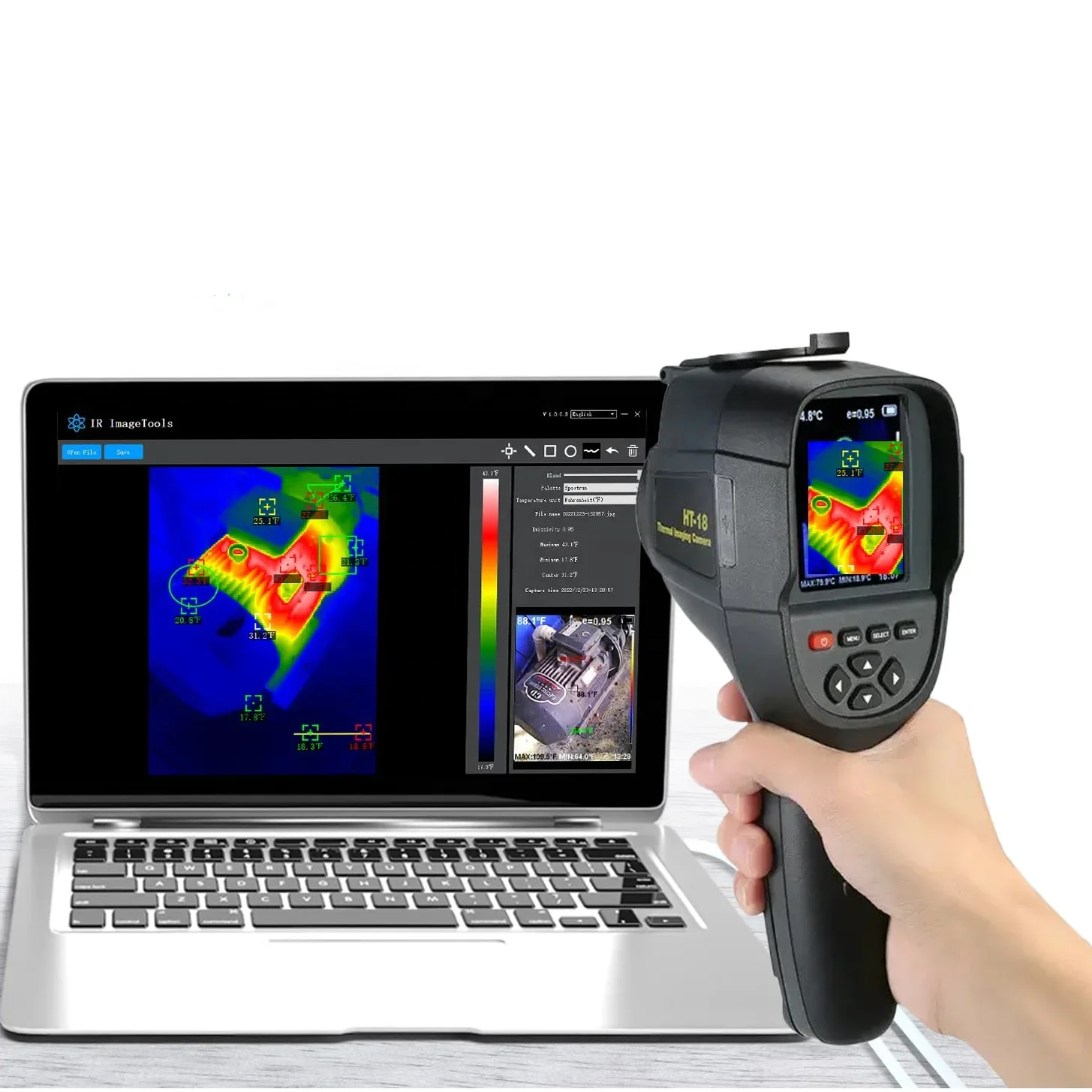 2024 HT-18 Plus Thermal Imaging Ca mera for Water Pipe Leak and Power Electrical 256*192 Handheld Infrared Thermal Imager