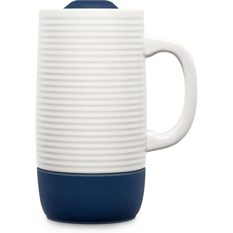 

18oz Ceramic Travel Mug with Handle Splash-Resistant Slider Lid and Built-in Coaster Perfect for Coffee and Tea BPA Free