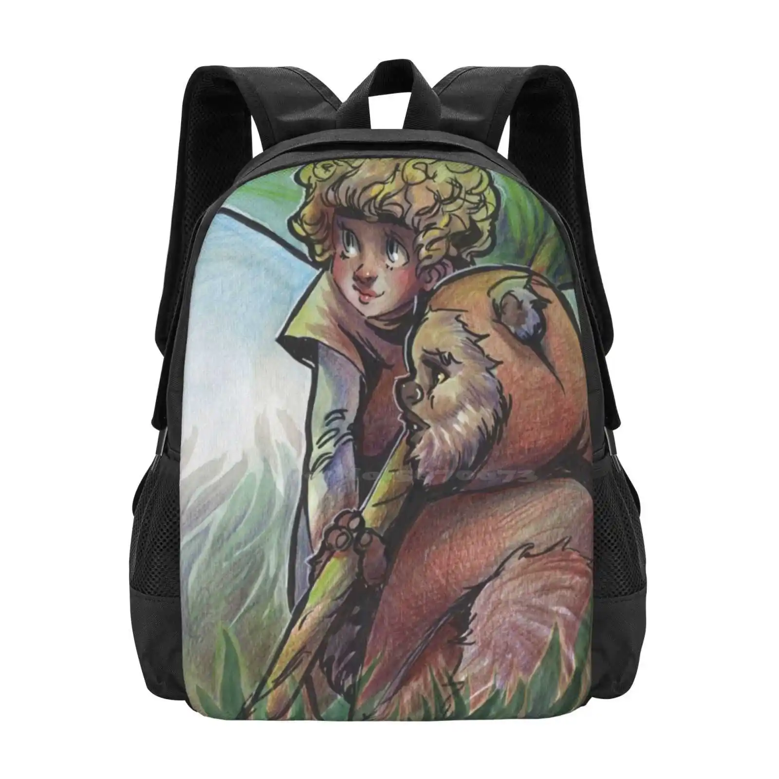 Cindel And Wicket Hot Sale Schoolbag Backpack Fashion Bags Star Wars Ewoks Wicket Cindel Cute Cartoon Endor Traditional Art