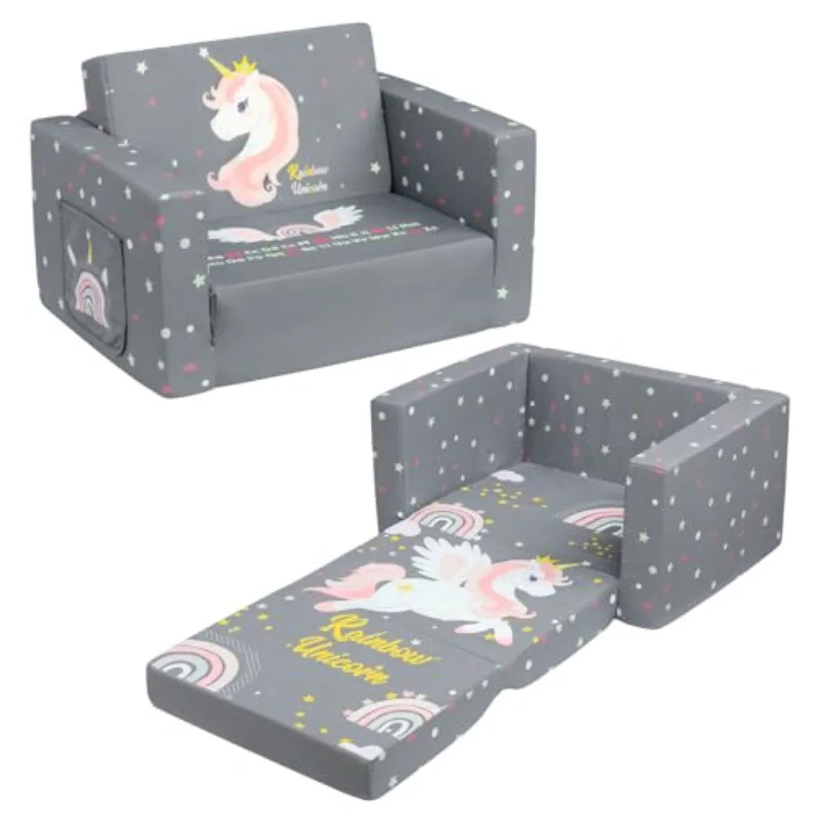 

2-in-1 Flip Out Comfy Toddler Couch Lovely Chair Convertible Sofa to Lounger for Story/Nap Time