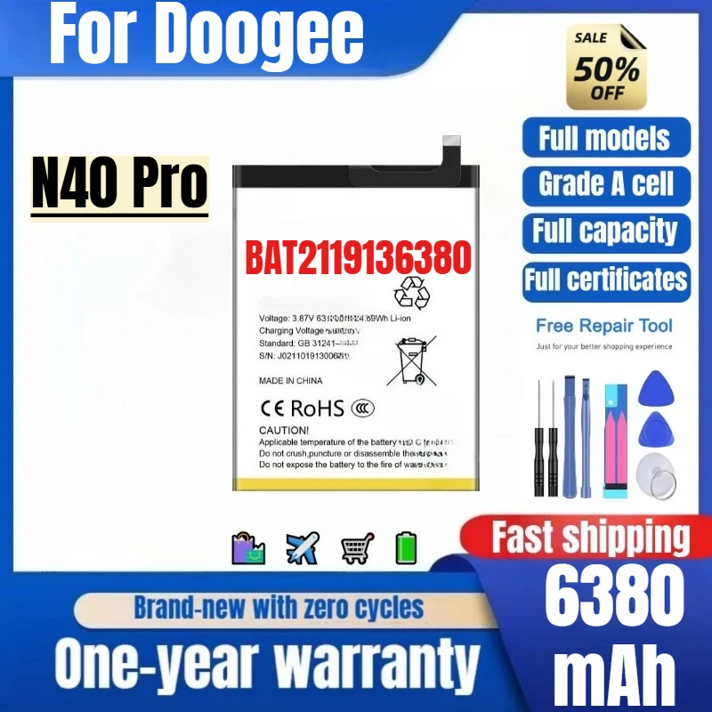 

BAT2119136380 for Doogee N40 Pro Phone Battery 0 Cycle High Quality High Capacity Replacement Bateria Grade A Cell with Tools
