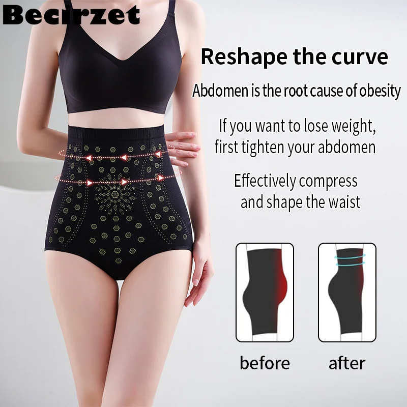 High Waist Shaper Panties Ionstech Unique Fiber Steel Bone Shaping Underwear Flat Belly Women Fat Burni Shapewear