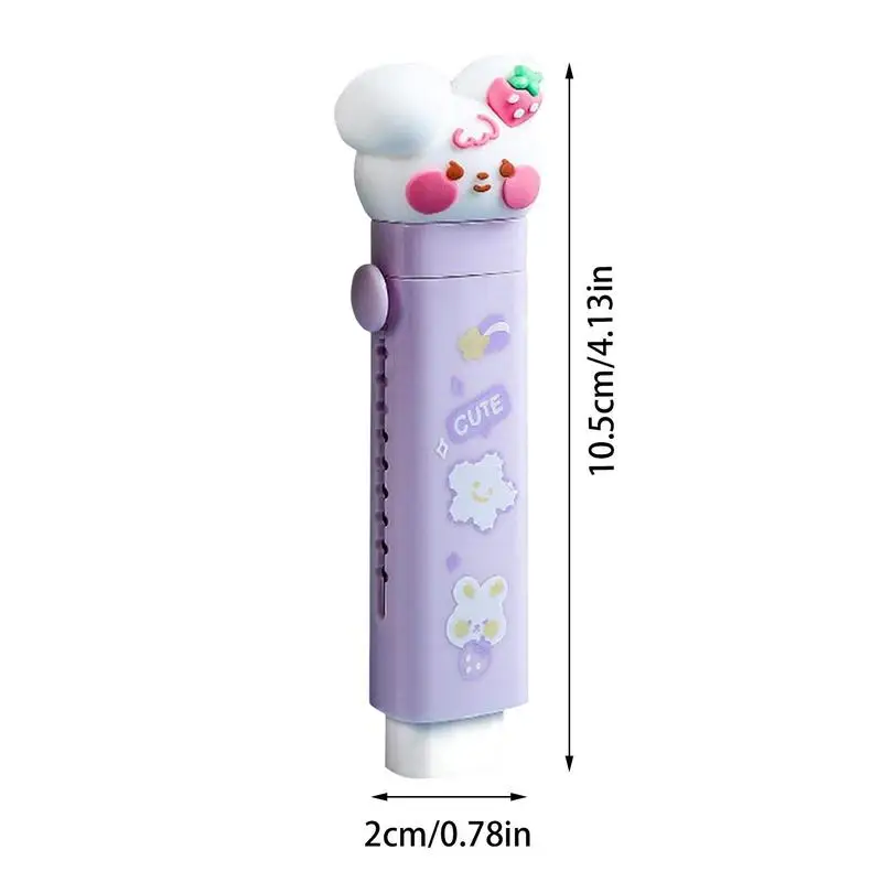 Sliding Retractable Eraser | Cute Pattern Retractable Eraser Pen | Sliding Erasers Eraser Stick Click Erasers Retractable for St