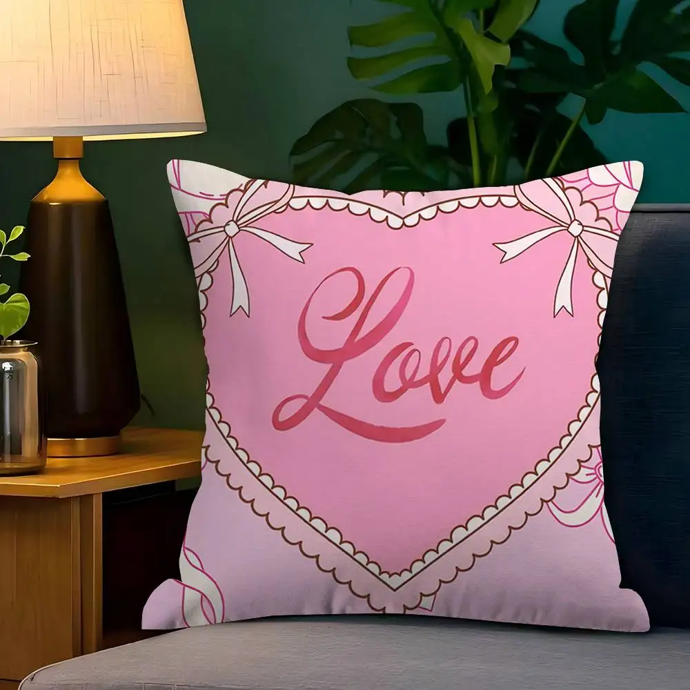 

Pink Love Heart & Roses Decorative Room Aesthetics Pillow Case Home Decor Bedroom Sofa Bed Couch Pillow Cover 45x45