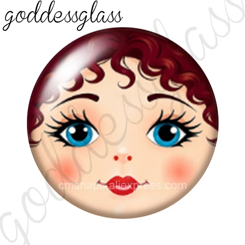 Curly hair bangs Matryoshka doll Girl Face 12mm/18mm/20mm Round photo glass cabochon flat back findings snap buttons DIY jewelry view 6