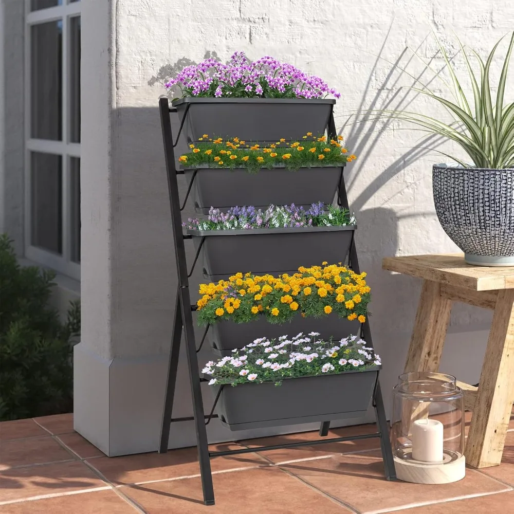 Plant Stand.Vertical Raised Garden Bed,5Tier Planter Box with Drainage Holes for Vegetables, Grass, Flowers, Freestanding Garden