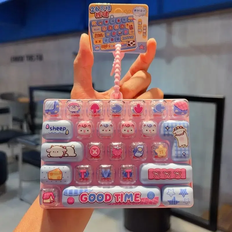 *Candy Color Keycap Keychain Cute Cartoon 26-key Aecompression Keyboard Toy Keyrings Fidgets Keycap Clicker Bag Pendant 키캡 - view 4