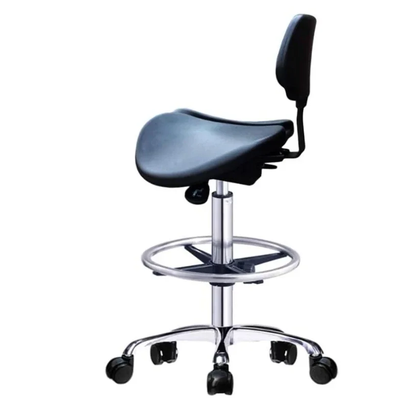 Hydraulic Saddle Stool Office Chair with Backrest Rolling Adjustable Height for Clinic Dentist Spa Massage Medical Salons Studio