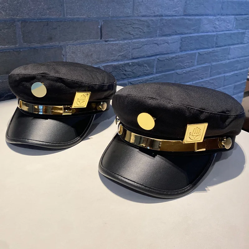 

Fashionable Adjustable Punk Style Breathable Flat Top Hat Versatile Simple Decor Cosplay Accessory for Men And Women
