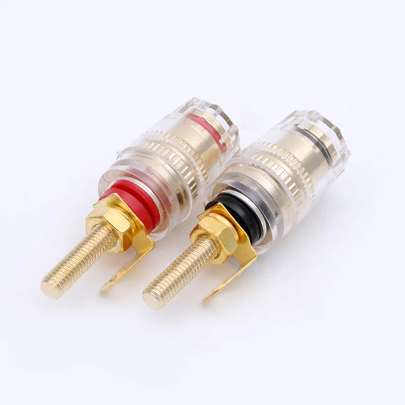4PCS 4MM Binding Post HIFI Cable Terminals Gold Plated, Red+Black Color Binding Post Amplifier Speaker Connector,R Connector