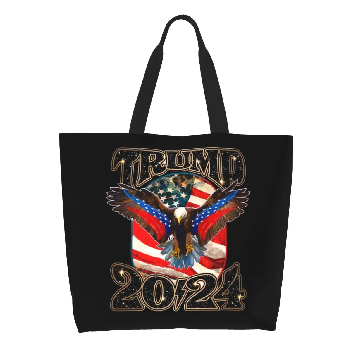 Trump 2024 Eagle Groceries Tote Shopping Bag Women Cute America US Flag Canvas Shopper Shoulder Bags Large Capacity Handbag