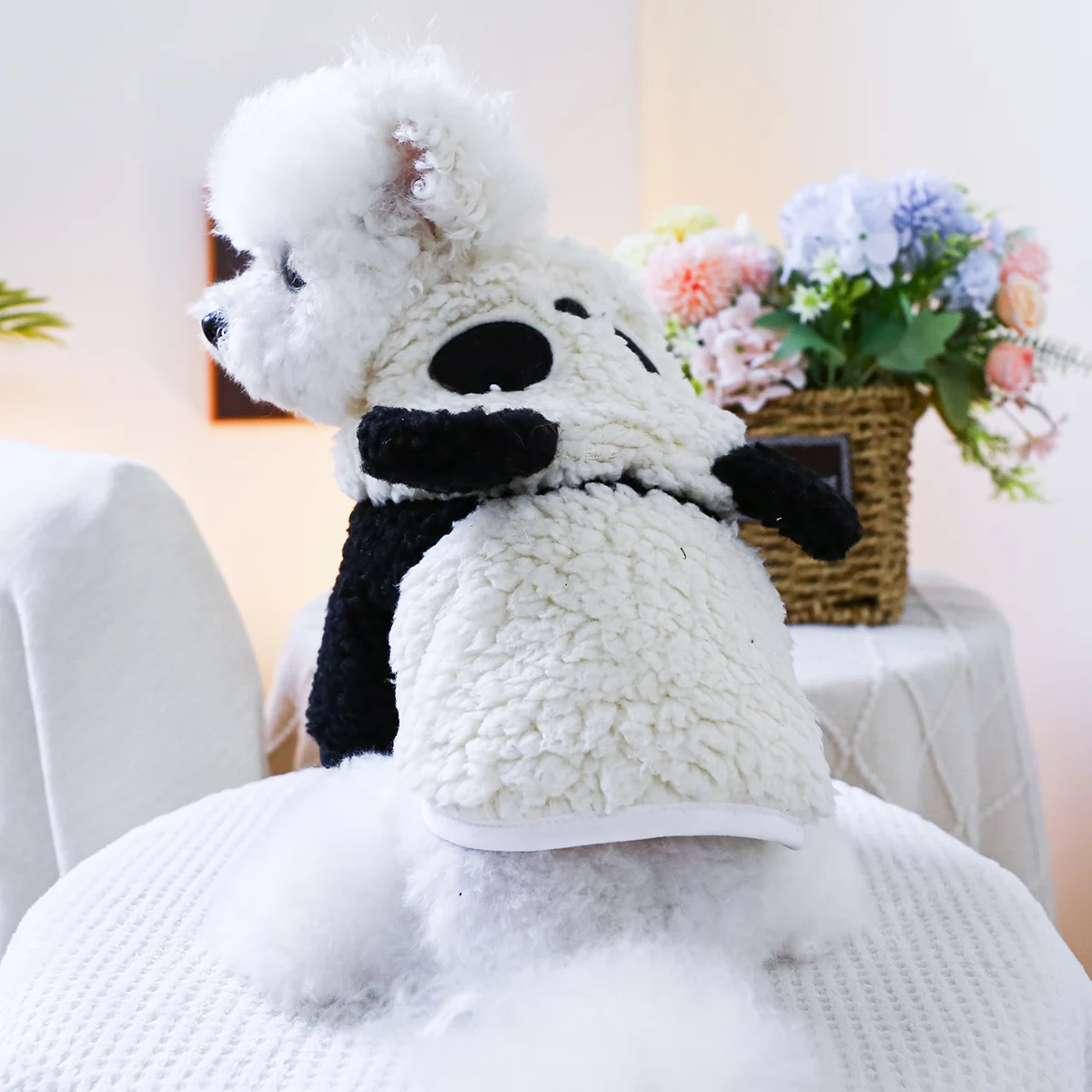 1PC pet clothing autumn and winter thick black and white panda baby hat jacket for small and medium-sized dogs