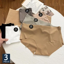FINETOO 3Pcs/Set 7A Mulberry Silk Panties Ladies Underwear Cotton Crotch Antibacterial Waist Seamless Breathable Japanese Briefs