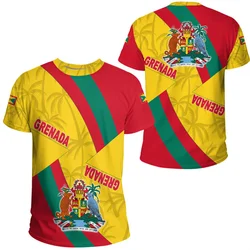 Grenada Flag Map 3D Printing T Shirt Grenada Coat Of Arms Graphic Short Sleeve T Shirts Vintage Unisex Tee Shirts Mens Clothing