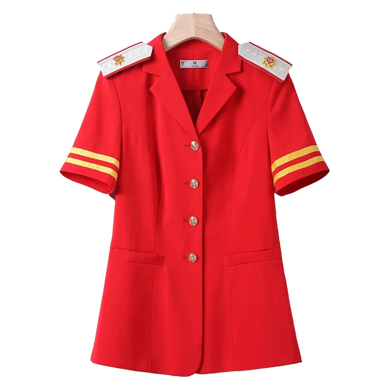 Flugbegleiter Kurzarm Uniform Mädchen Student Interview Kunst Prüfung Kleidung Etikette Training Eisenbahn Professionelles Kostüm