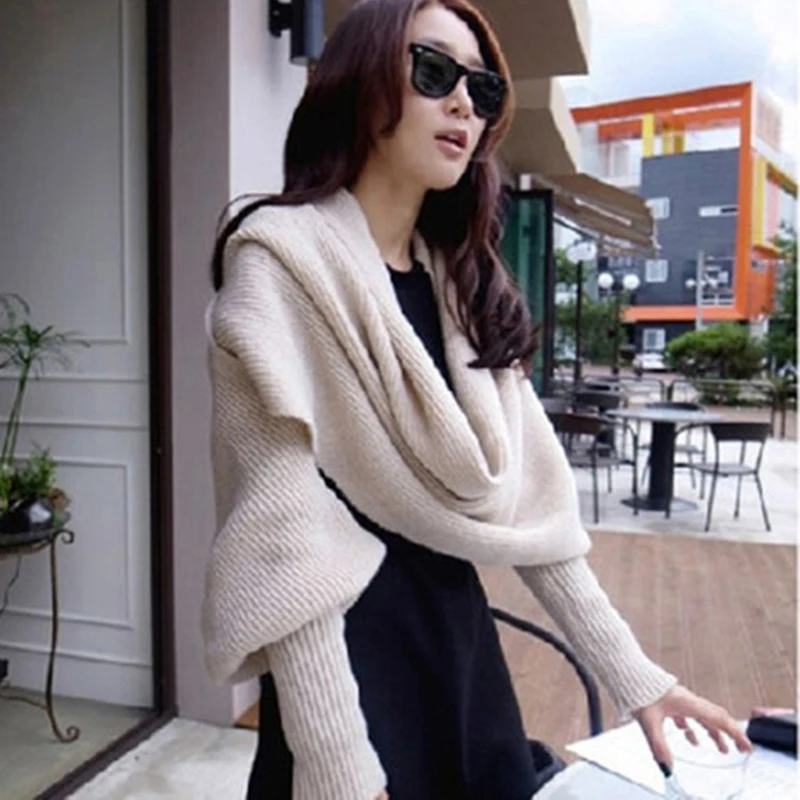 Winter Warmth Scarf Extra Long Woolen Wrap With Sleeves warm Windproof Shawl for Cold Weather Outdoor Travel wraps Durable