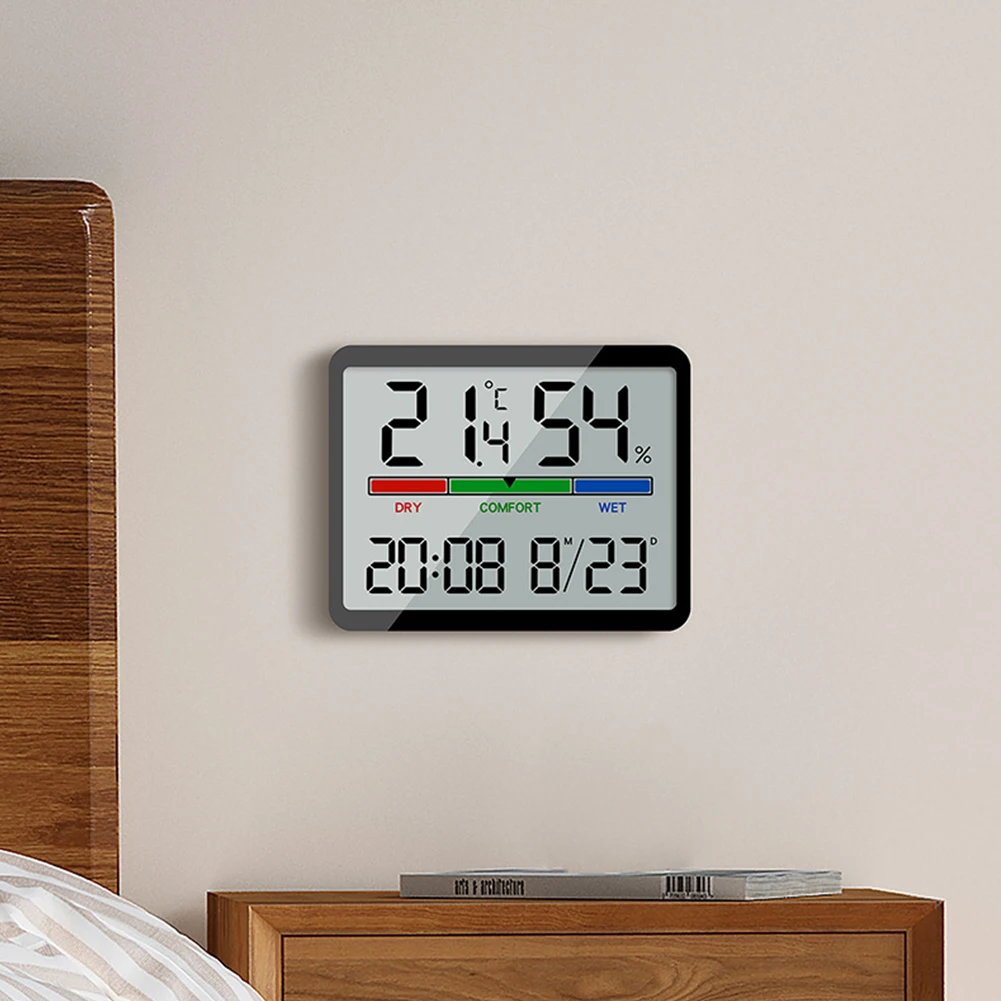 LED Digital Wall Clock Temperature Humidity Meter Multi-function Magnetic Design Large Screen Electronic Alarm Clock for Bedroom