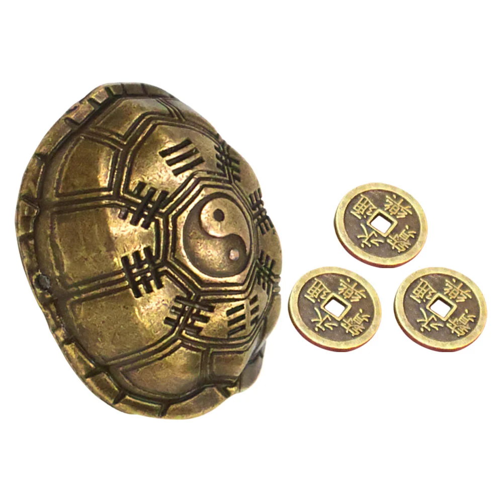 Turtle Shell Pendant Divination Game Home Adorn Purple Fortune Coins Decorations Zinc Alloy Craft