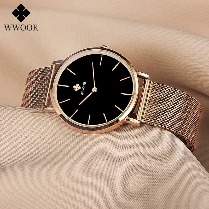 WWOOR Japanese Quartz Movement Woman's Watches Luxury Ladies Watch Stainless Steel Female Clock Women Waterproof Reloj Hombre