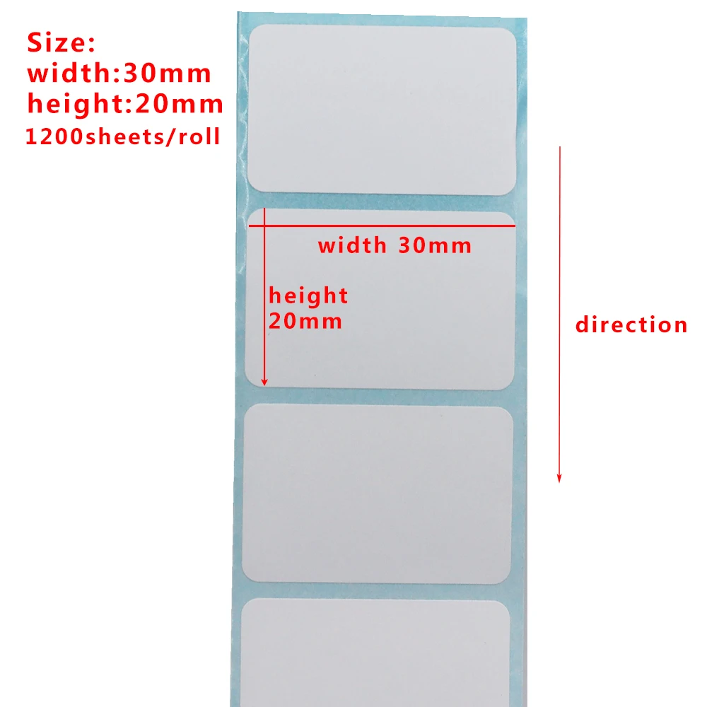 30x20mm Shipping Labels-1200 barcode sticker Per Roll Strongest & THICKEST - Thermal Postage BPA Free, Supermarket Blank Sticker