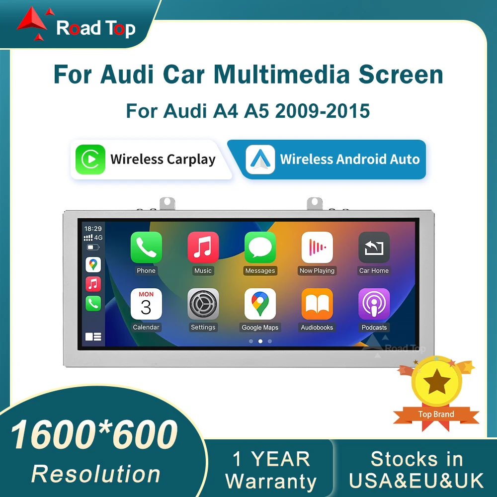 RoadTop Wireless CarPlay Multimedia 8.8 Inch Screen Android Auto For Audi A4 A5 2009-2015 Airplay Miracast Function