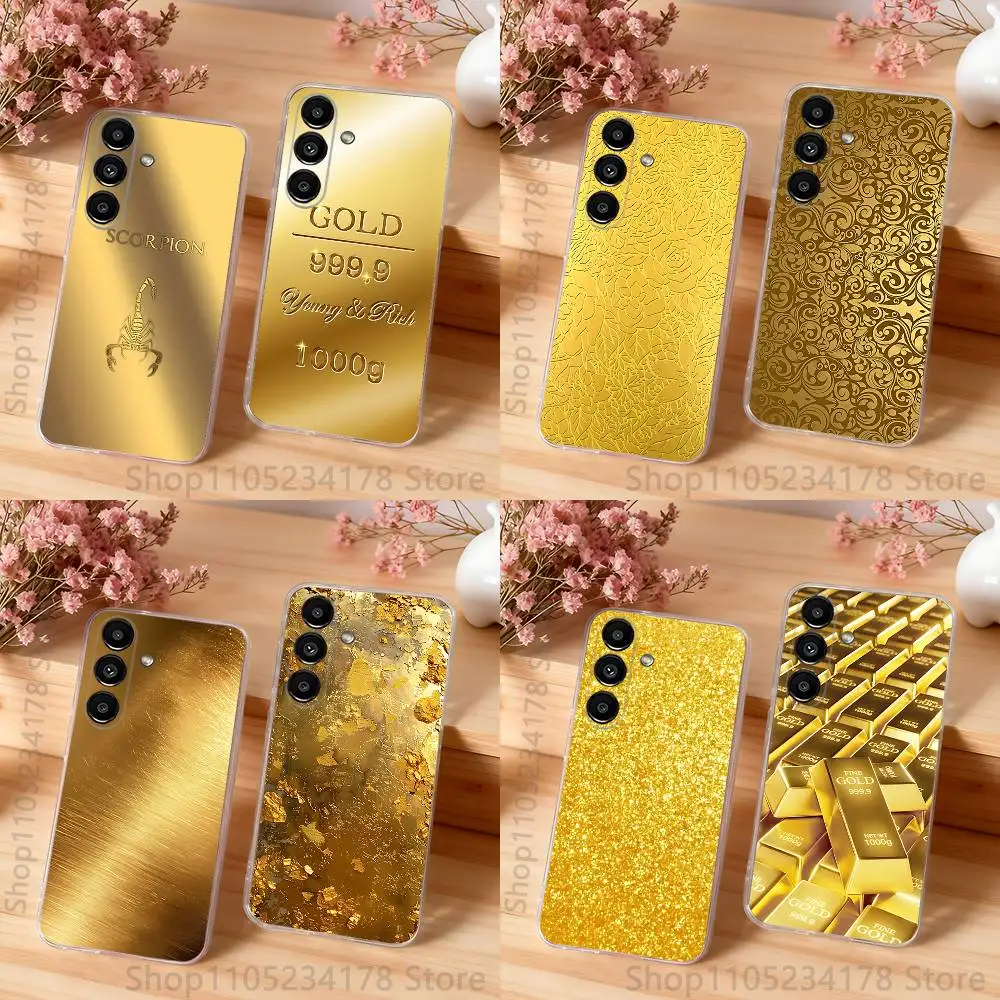 

Glittering Yellow Gold Leaf Rich Shockproof Clear Case For Samsung Galaxy S30,S25,S24,S23,S20,S21,S22,S10,5G,FE,lite,PIus Cover