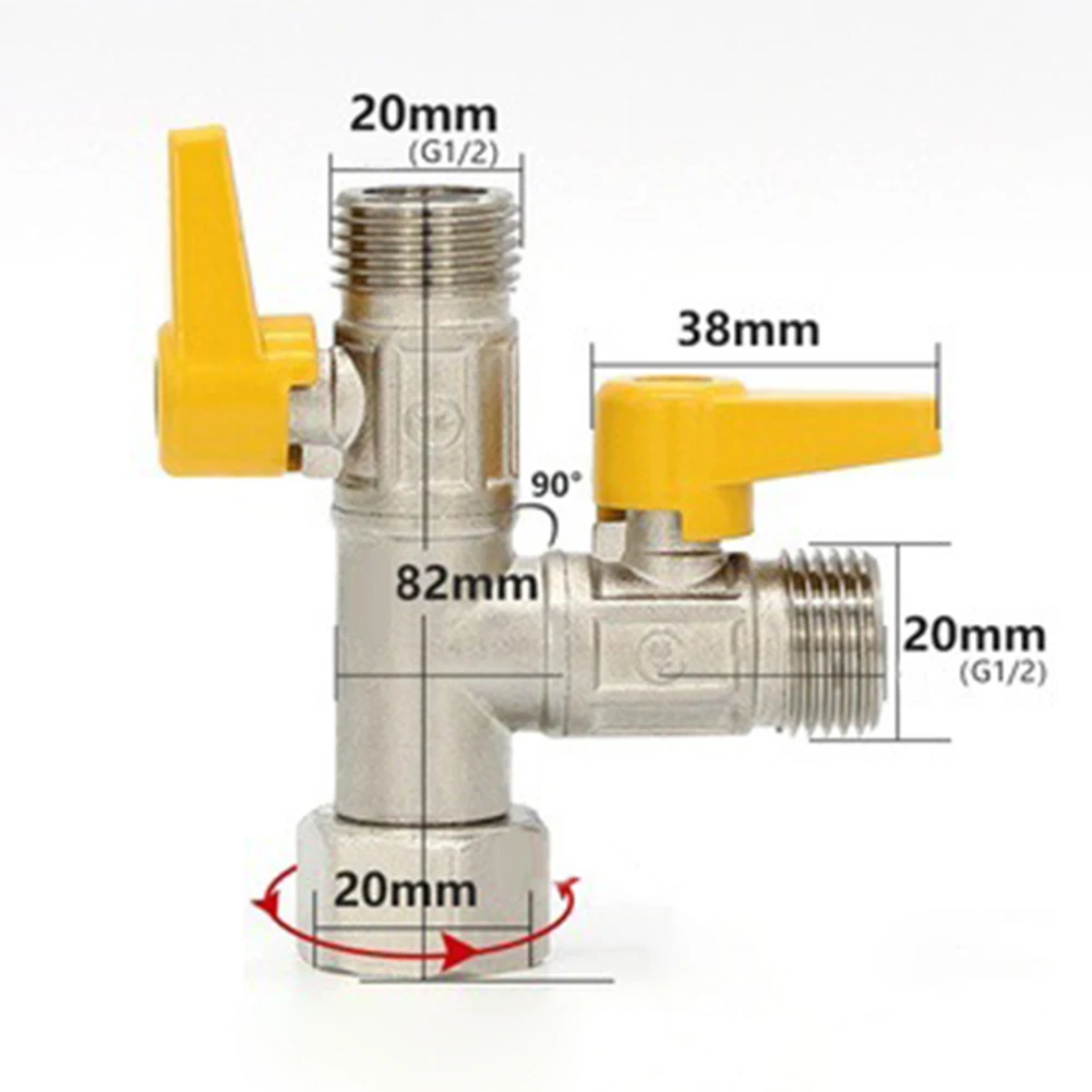 Gas Valve Connector Valve For Inlet Hose Multifunctional Distributor Double Switch Ball For 2 Or 3 Connections