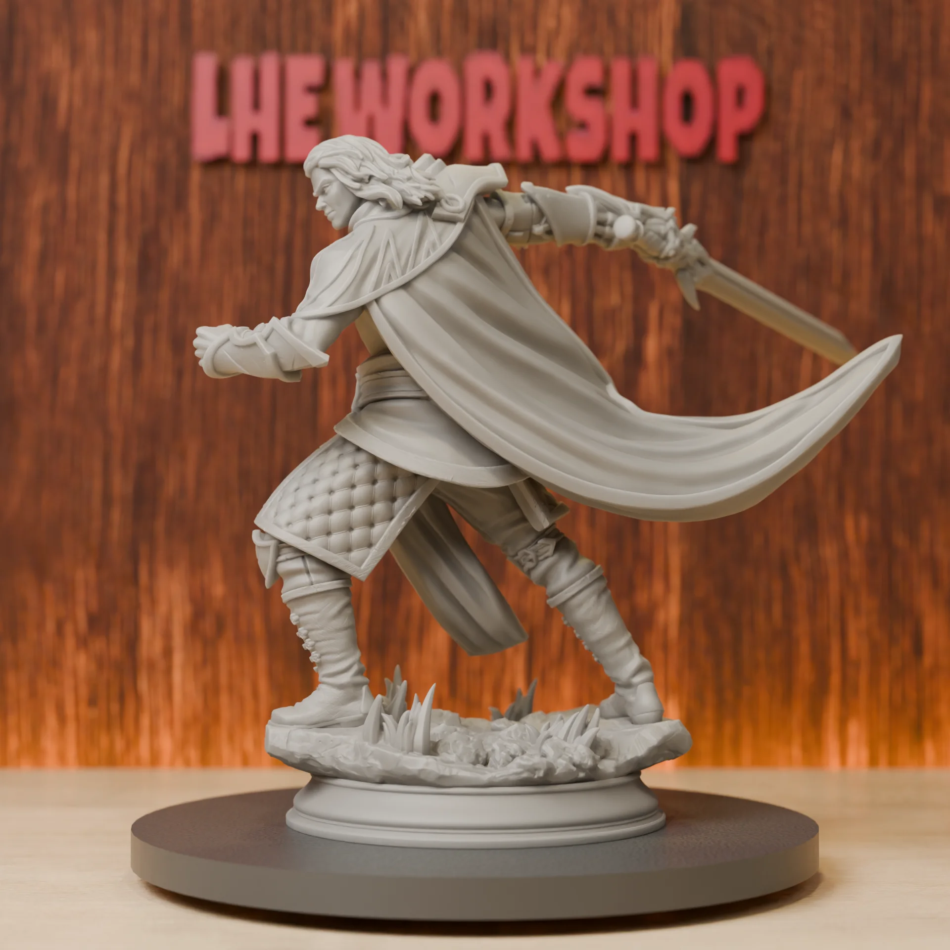Human Swordsman Miniatures | 28mm-75mm | Resin 3D Printed DND Pathfinder Mini | Unpainted Grey
