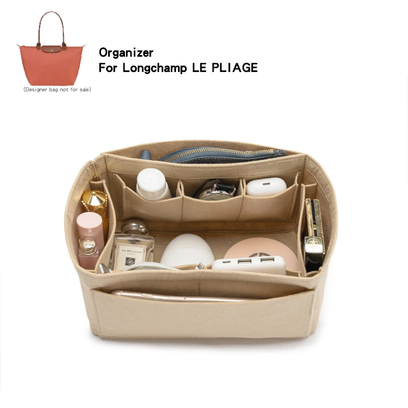 Insert de sac à main en feutre pour cosmétiques, sac à main, sac de maquillage, fourre-tout, stockage Hobo, doublure de synchronisation pour Longchamp LE PLIAGE