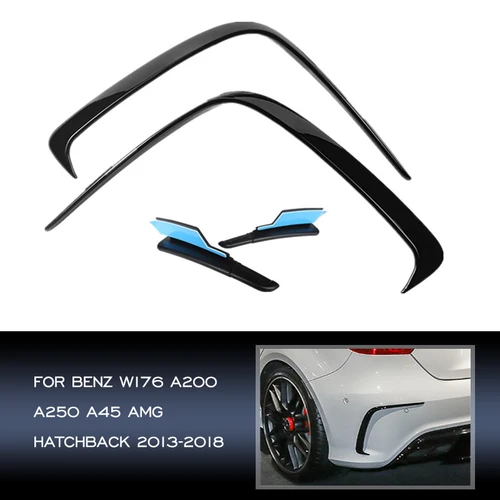 Parachoques trasero embellecedor labio alerón divisor guardabarros Canards aletas de ventilación para Mercedes Benz W176 A200 A250 A45 AMG Hatchback 2013-2018