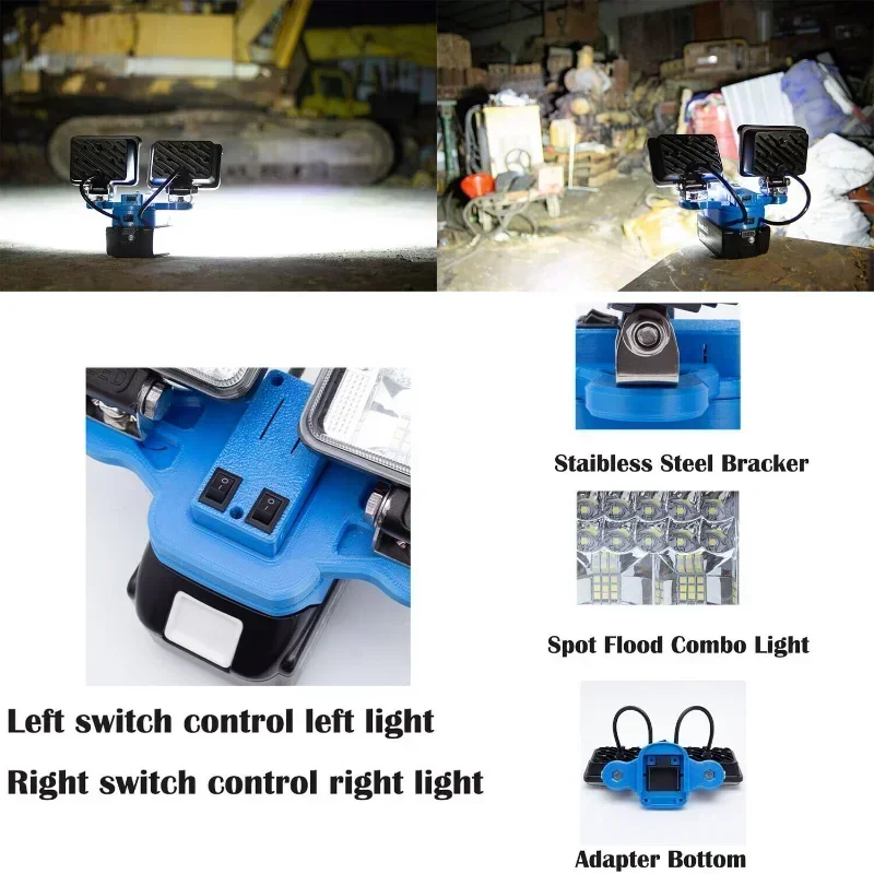 Imagem -04 - Luz de Trabalho Led para Makita Bateria Li-ion Lâmpada ao ar Livre Carga Rápida Usb Bateria Não Incluída 18v 56w