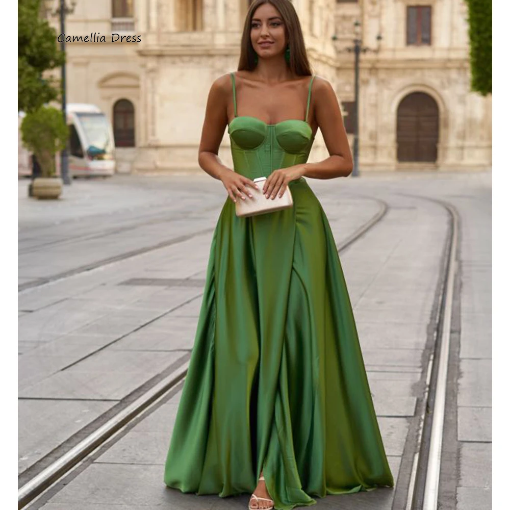 Sexy A Line Prom Dresses Luxury Strapless Sleeveless Evening Dresses Spaghetti Straps Party Dresses فساتين للحفلات الراقصة